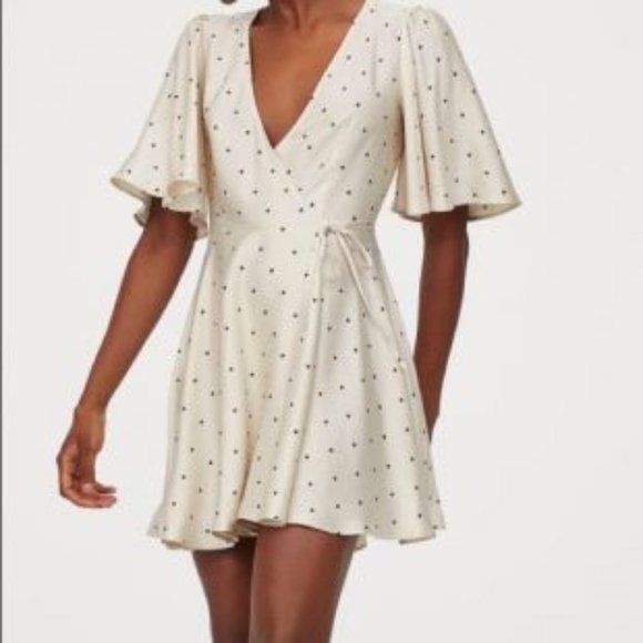 h&m satin wrap dress